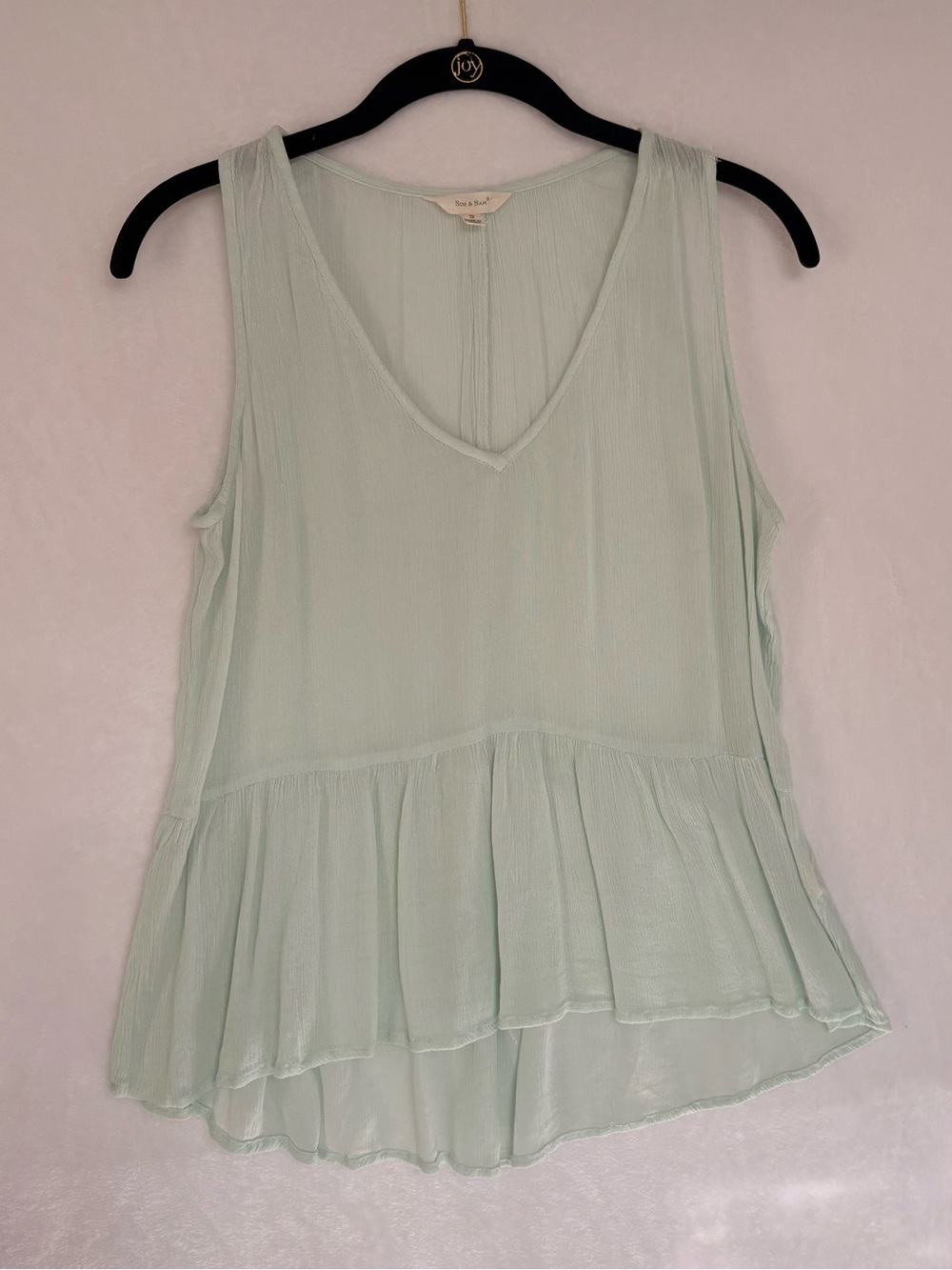 💚 Sim & Sam Mint Green High-Low Ruffle Tank Top – Size Small - Picture 2 of 11